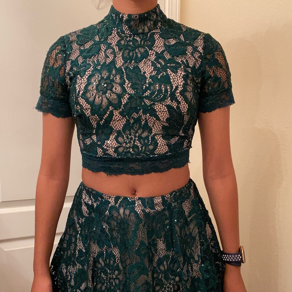 Emerald Green two-piece Homecoming Dress